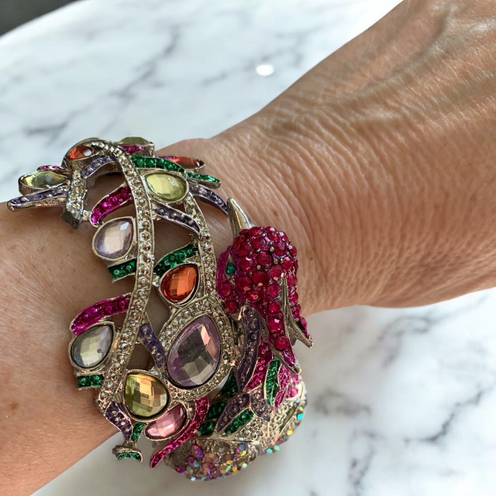 Natasha Rhinestone Bracelet Peacock 3D Cocktail Colorful Crystal Peacock,broken